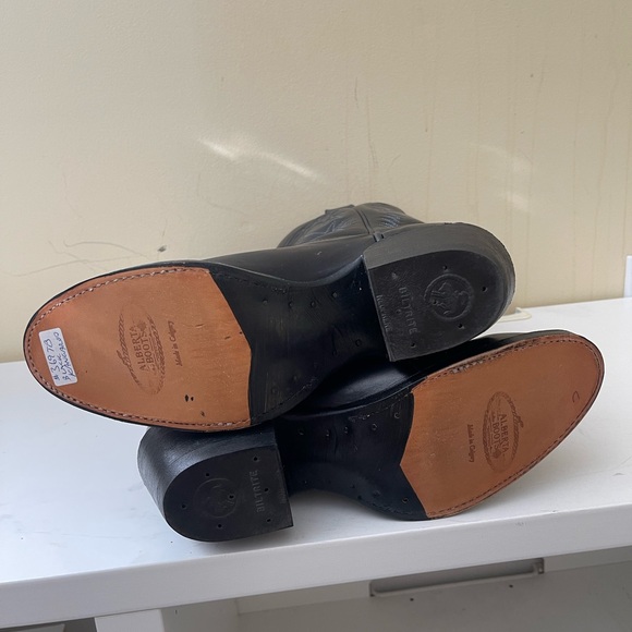 NWT Alberta Boot Company Black Cowboy exotic Leather Western Boots Men Size 8 US - Picture 4 of 8